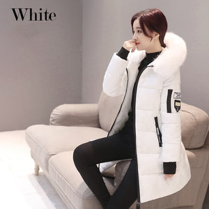 2019 New Parka Womens Winter Coats Womans Long Cotton Casual Fur Hooded Jackets Warm Parkas Female Overcoat Coat Free shipping