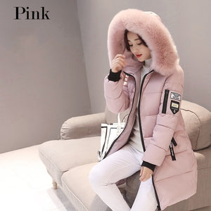 2019 New Parka Womens Winter Coats Womans Long Cotton Casual Fur Hooded Jackets Warm Parkas Female Overcoat Coat Free shipping