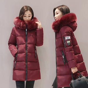 2019 New Parka Womens Winter Coats Womans Long Cotton Casual Fur Hooded Jackets Warm Parkas Female Overcoat Coat Free shipping