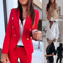 Load image into Gallery viewer, Women Black Red Color Suit Blazer Jacket Fashion Long Sleeve Coat Women Elegant Double Breasted Jacket Suits Female Ladies