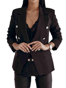 Women Black Red Color Suit Blazer Jacket Fashion Long Sleeve Coat Women Elegant Double Breasted Jacket Suits Female Ladies