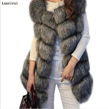 Load image into Gallery viewer, Warm Faux Fur Fox Vest Women Winter Casual Artifical Fur Warm Coat Super X-Long Waistcoat Female Faux Furs Wholesale