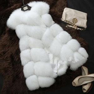 Warm Faux Fur Fox Vest Women Winter Casual Artifical Fur Warm Coat Super X-Long Waistcoat Female Faux Furs Wholesale