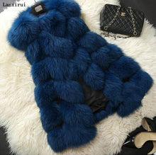 Load image into Gallery viewer, Warm Faux Fur Fox Vest Women Winter Casual Artifical Fur Warm Coat Super X-Long Waistcoat Female Faux Furs Wholesale