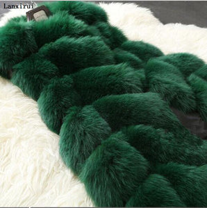 Warm Faux Fur Fox Vest Women Winter Casual Artifical Fur Warm Coat Super X-Long Waistcoat Female Faux Furs Wholesale