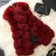 Load image into Gallery viewer, Warm Faux Fur Fox Vest Women Winter Casual Artifical Fur Warm Coat Super X-Long Waistcoat Female Faux Furs Wholesale