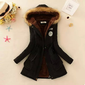 Winter Coat Women Winter Jacket Long Parkas Female Hooded Jacket Winter Coat Cotton Fur Basic Jacket Long Coat For Women Parka