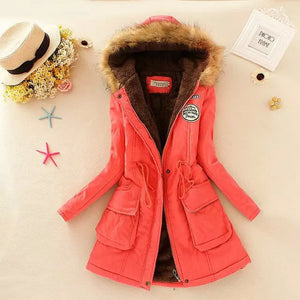 Winter Coat Women Winter Jacket Long Parkas Female Hooded Jacket Winter Coat Cotton Fur Basic Jacket Long Coat For Women Parka