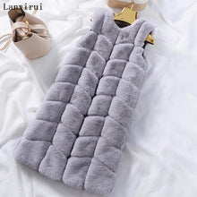 Load image into Gallery viewer, Warm Faux Fur Fox Vest Women Winter Casual Artifical Fur Warm Coat Super X-Long Waistcoat Female Faux Furs Wholesale