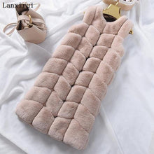 Load image into Gallery viewer, Warm Faux Fur Fox Vest Women Winter Casual Artifical Fur Warm Coat Super X-Long Waistcoat Female Faux Furs Wholesale