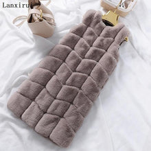 Load image into Gallery viewer, Warm Faux Fur Fox Vest Women Winter Casual Artifical Fur Warm Coat Super X-Long Waistcoat Female Faux Furs Wholesale