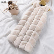 Load image into Gallery viewer, Warm Faux Fur Fox Vest Women Winter Casual Artifical Fur Warm Coat Super X-Long Waistcoat Female Faux Furs Wholesale