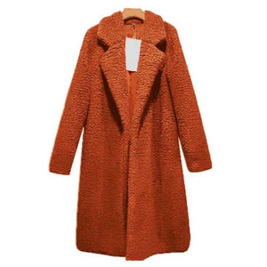 Autumn Winter Faux Fur Coat Women Warm Teddy Bear Coat Ladies Fur Jacket Female Teddy Outwear Plush Overcoat Long Coat