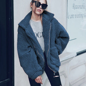 Autumn Winter Faux Fur Coat Women 2019 Casual Warm Soft Zipper Fur Jacket Plush Overcoat Pocket Plus Size Teddy Coat Female XXXL