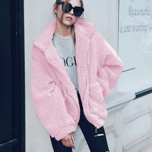 Autumn Winter Faux Fur Coat Women 2019 Casual Warm Soft Zipper Fur Jacket Plush Overcoat Pocket Plus Size Teddy Coat Female XXXL