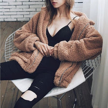 Load image into Gallery viewer, Autumn Winter Faux Fur Coat Women 2019 Casual Warm Soft Zipper Fur Jacket Plush Overcoat Pocket Plus Size Teddy Coat Female XXXL