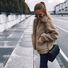 Load image into Gallery viewer, Autumn Winter Faux Fur Coat Women 2019 Casual Warm Soft Zipper Fur Jacket Plush Overcoat Pocket Plus Size Teddy Coat Female XXXL