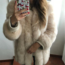 Load image into Gallery viewer, Women Winter Fluffy Faux Fur Coat High-Quality Thick Imitated Fox Fur Overcoat Female Warm Outwear