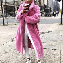 Load image into Gallery viewer, 2019 Winter Women Fur Coat Luxury Long Faux Fur Coat Loose Lapel  Overcoat Thick Warm Plus Size Teddy Coat Female Plush Outwear