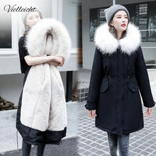 Load image into Gallery viewer, Vielleicht -30 Degrees Snow Wear Long Parkas Winter Jacket Women Fur Hooded Clothing Female Fur Lining Thick Winter Coat Women