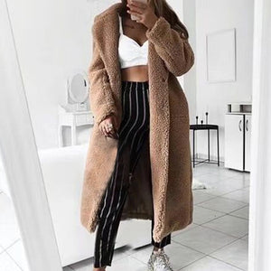 LOOZYKIT Autumn Winter Fur Women 2019 Casual Loose Solid Long Teddy Coat Female Vintage Thick Faux Fur Jackets Plush Overcoat