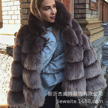 Load image into Gallery viewer, Women Warm 65Percent Fox Fur Coat Short Slim Winter Genuine Fur Jacket Fashion Outwear Luxury Natural Fox Fur Coat For Girls