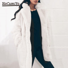 Load image into Gallery viewer, HCYO Autumn Winter Women Fur Coat Plus Size 3XL Covered Button Furry Faux Fur Coats Women&#39;s Long Loose Soft Rabbit Fur Overcoat