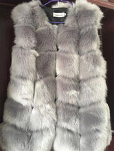 Load image into Gallery viewer, Thick &amp; Warm Women Faux Fox Fur Coat Autumn &amp; Winter Fake Fox Fur Vest &amp; Coat Fashion Gray Black Red Fur Jacket Peludos Mujer