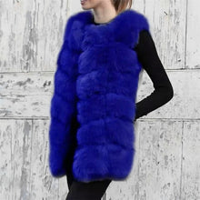 Load image into Gallery viewer, Thick &amp; Warm Women Faux Fox Fur Coat Autumn &amp; Winter Fake Fox Fur Vest &amp; Coat Fashion Gray Black Red Fur Jacket Peludos Mujer