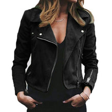 Load image into Gallery viewer, Jacket Women Leather Jacket Autumn Winter New Lapel Diagonal Zipper Jackets Short Ladies Loose Jacket 2XL