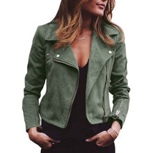 Load image into Gallery viewer, Jacket Women Leather Jacket Autumn Winter New Lapel Diagonal Zipper Jackets Short Ladies Loose Jacket 2XL