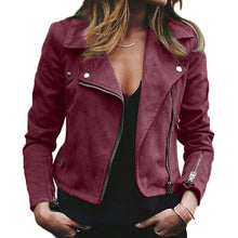 Load image into Gallery viewer, Jacket Women Leather Jacket Autumn Winter New Lapel Diagonal Zipper Jackets Short Ladies Loose Jacket 2XL