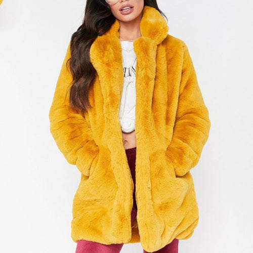 Faux Fur Coat Women Long Sleeve Thick Warm Flurry Jackets Plus Size Coat Winter Black Yellow Pink Red Fur Coats Fall шуба