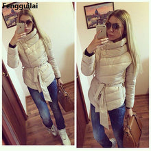 Load image into Gallery viewer, New Arrival Autumn Winter Women Jackets Long Length Fashion Solid With Pockets Turtleneck Down Parkas Casual Warm Coat 3 Color