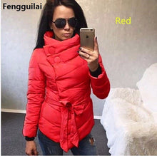 Load image into Gallery viewer, New Arrival Autumn Winter Women Jackets Long Length Fashion Solid With Pockets Turtleneck Down Parkas Casual Warm Coat 3 Color