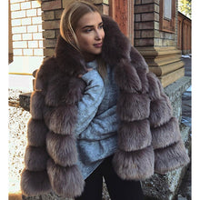 Load image into Gallery viewer, Women Warm 65Percent Fox Fur Coat Short Slim Winter Genuine Fur Jacket Fashion Outwear Luxury Natural Fox Fur Coat For Girls