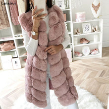 Load image into Gallery viewer, Warm Faux Fur Fox Vest Women Winter Casual Artifical Fur Warm Coat Super X-Long Waistcoat Female Faux Furs Wholesale